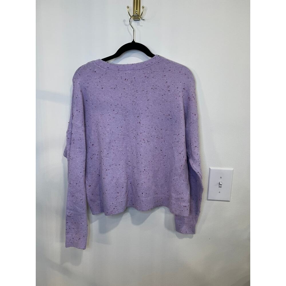 Lou & Grey Lavender Speckled Sweater M | Soft Knit Henley Pullover | Cozy - Picture 2 of 4